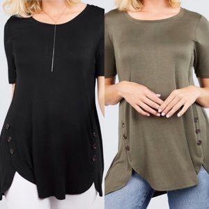 Button Detail Spandex Knit